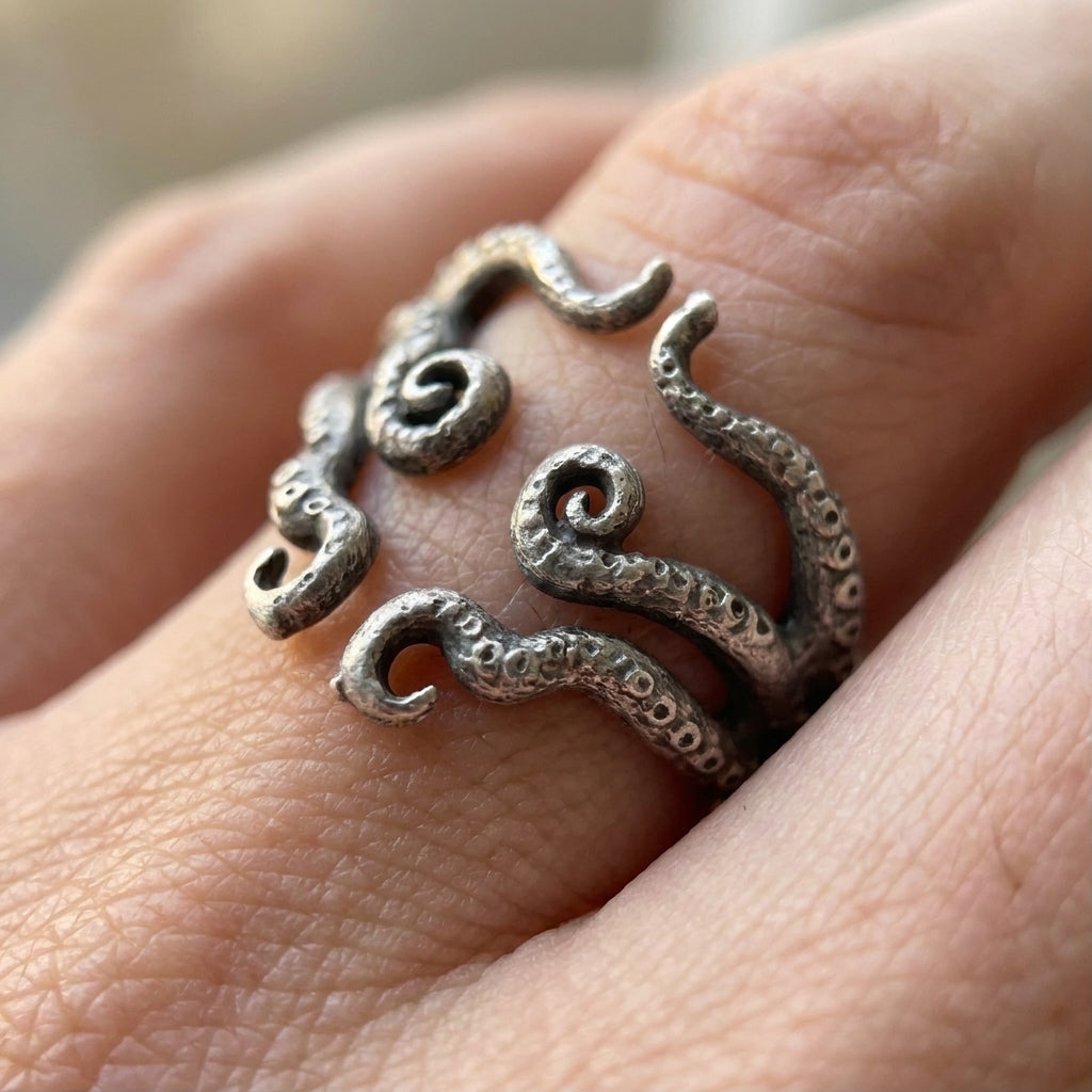 Open ring met octopustentakel