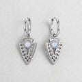 Opal Arrowhead Tribal Hoop Drop Earrings
