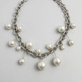 Oversized Pearl Fringe Rolo Chain Necklace