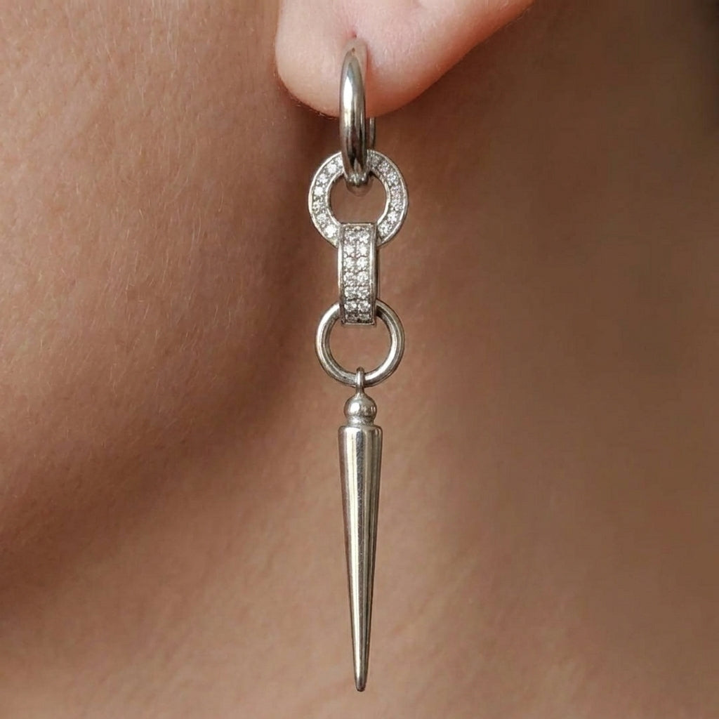 Pave Bar Spike Drop Earrings
