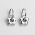 Puffy Chrome Flower Charm Hoop Earrings