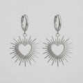 Radiant Sunburst Heart Hoop Earrings