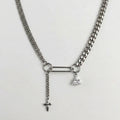 Ram Skull Dagger O-Ring Lariat Chain Necklace