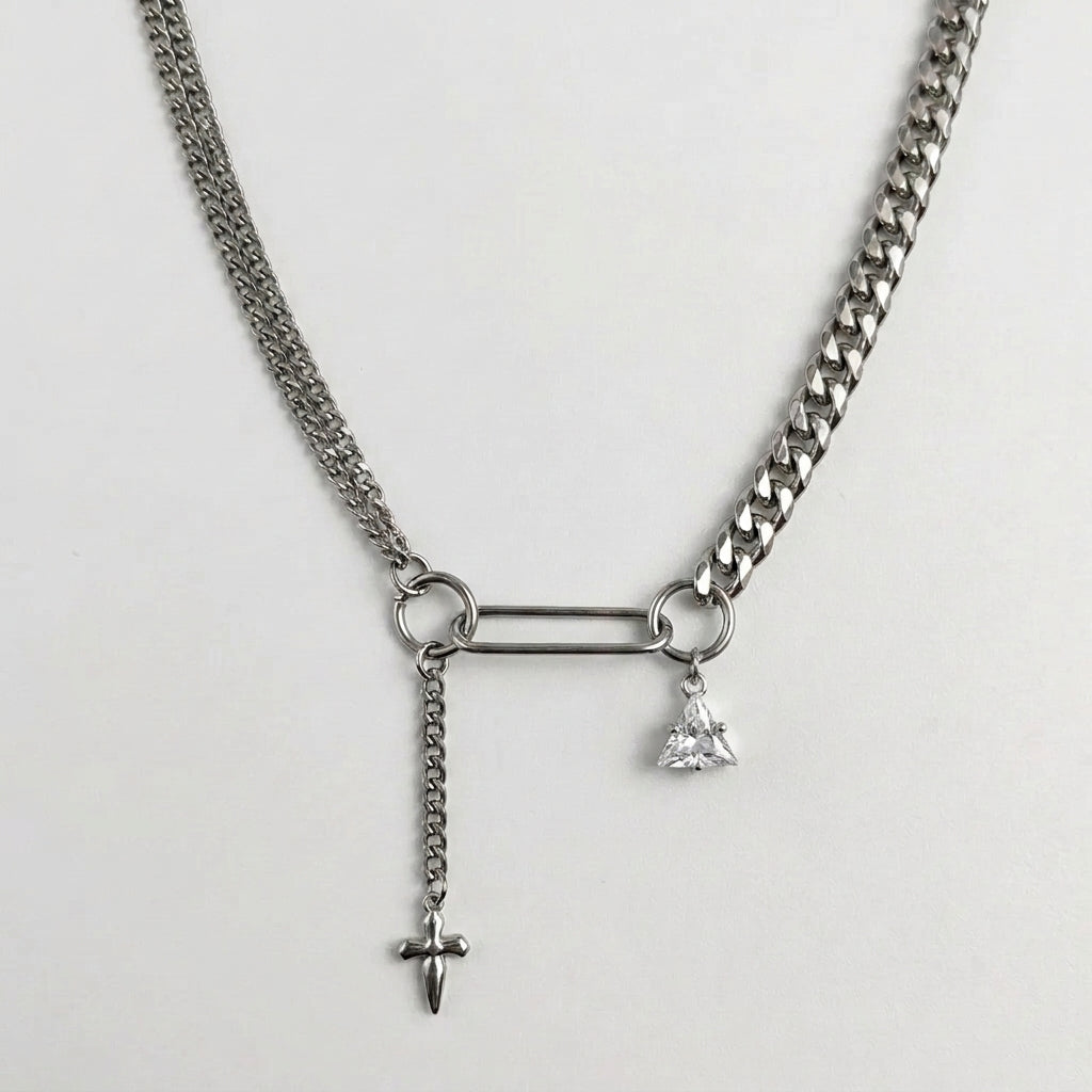Ram Skull Dagger O-Ring Lariat Chain Necklace