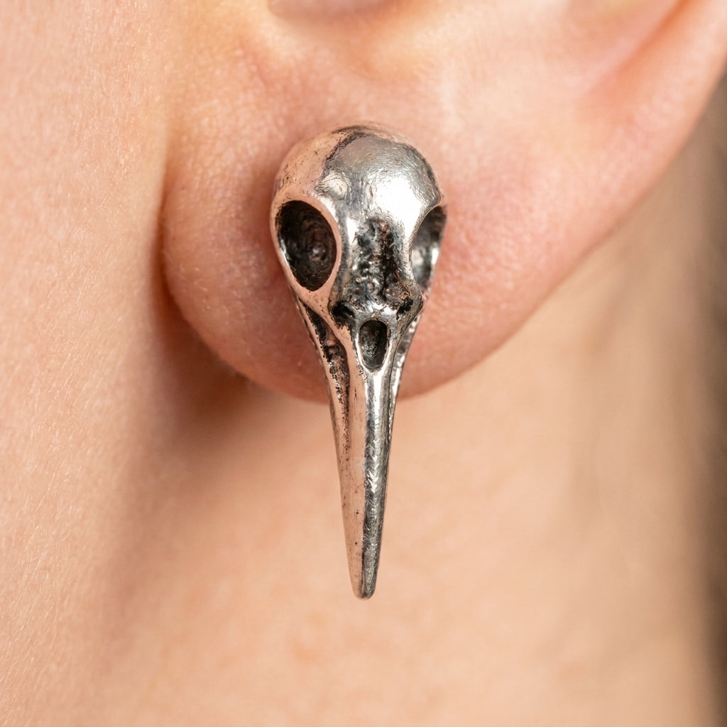 Raven Skull Stud Earrings