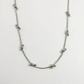Round Crystal Solitaire & Dagger Cross Mixed Chain Necklace