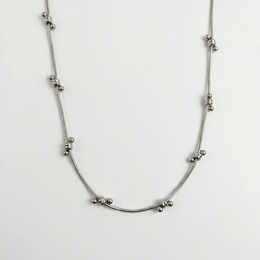 Round Crystal Solitaire & Dagger Cross Mixed Chain Necklace
