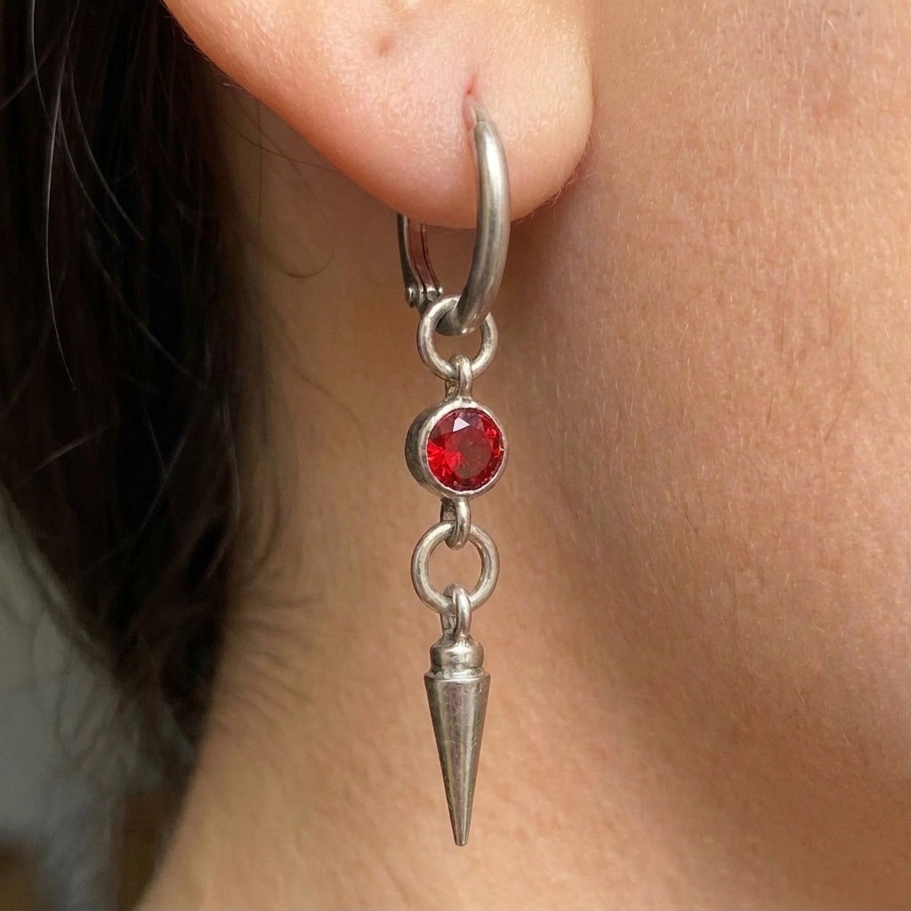 Ruby Spike Drop Earrings