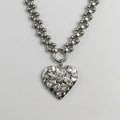 Scattered Crystal Hammered Heart Necklace