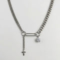 Silver Bead Station Snake Chain Necklace