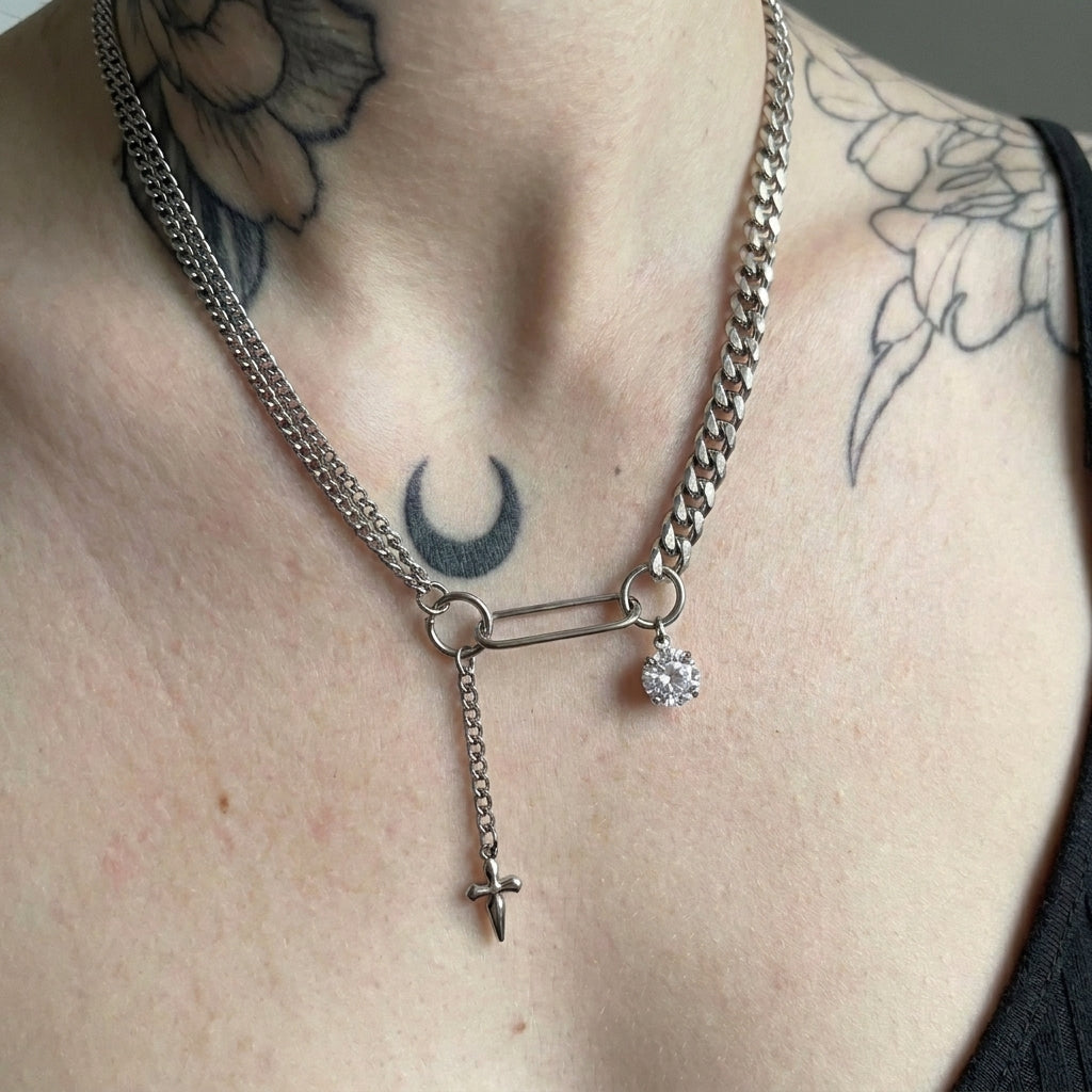 Slangenketting met zilveren kralen