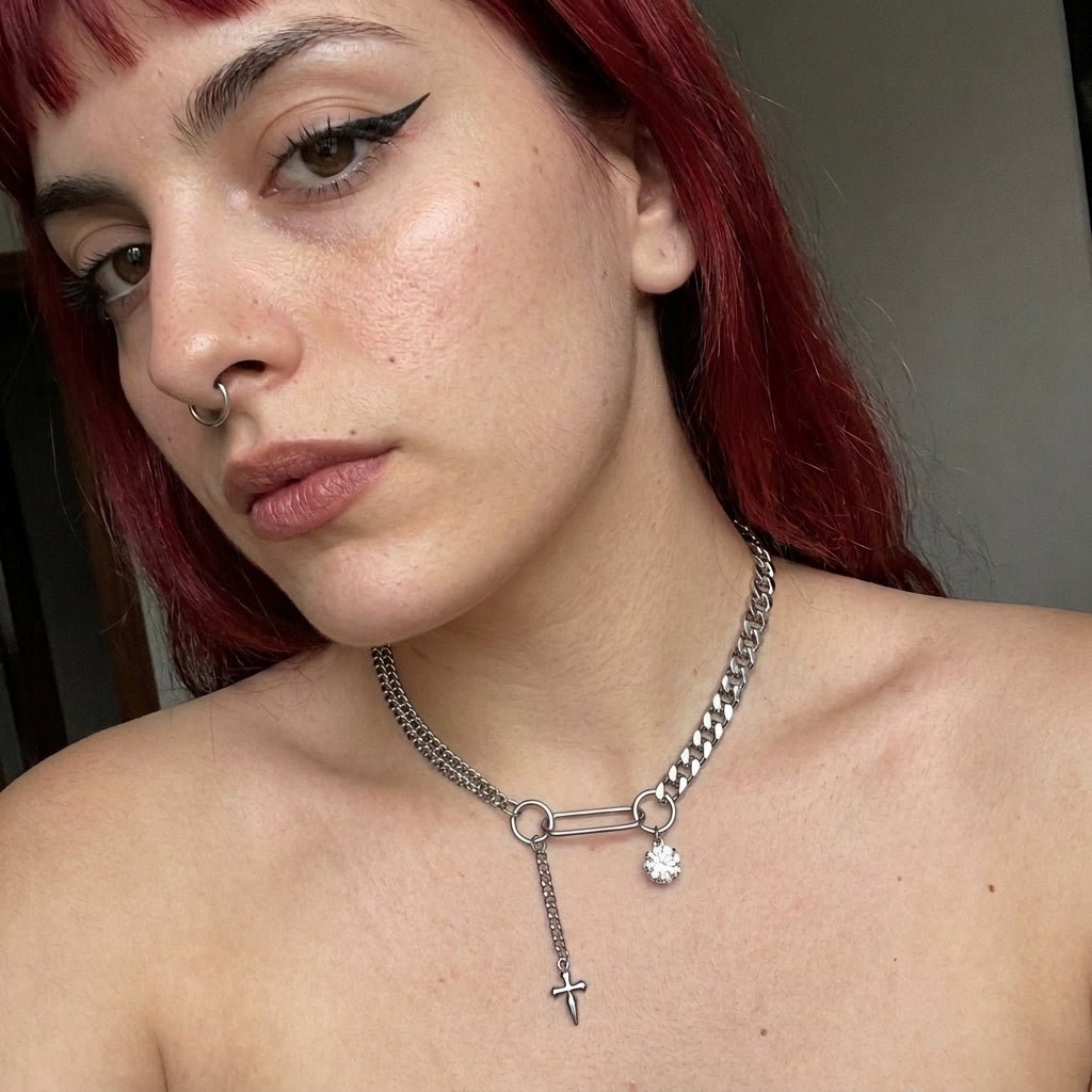Slangenketting met zilveren kralen