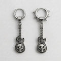 Skull Guitar Mismatched Spiked Hoop Earrings