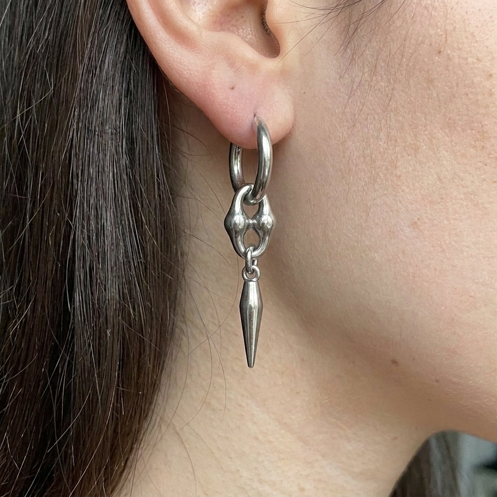 Skull Bead Spike Earrings