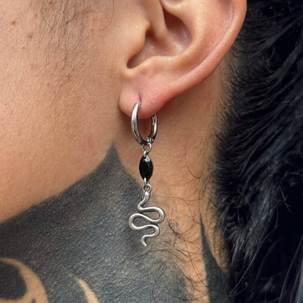 Snake Charm Drop Earrings