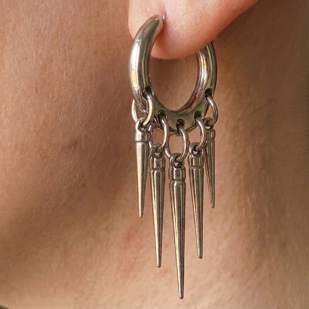 Spike Fringe Hoop Earrings