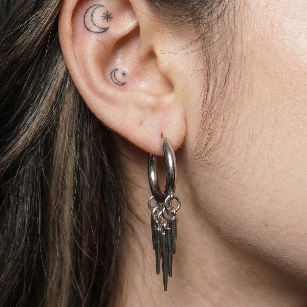Spike Fringe Hoop Earrings