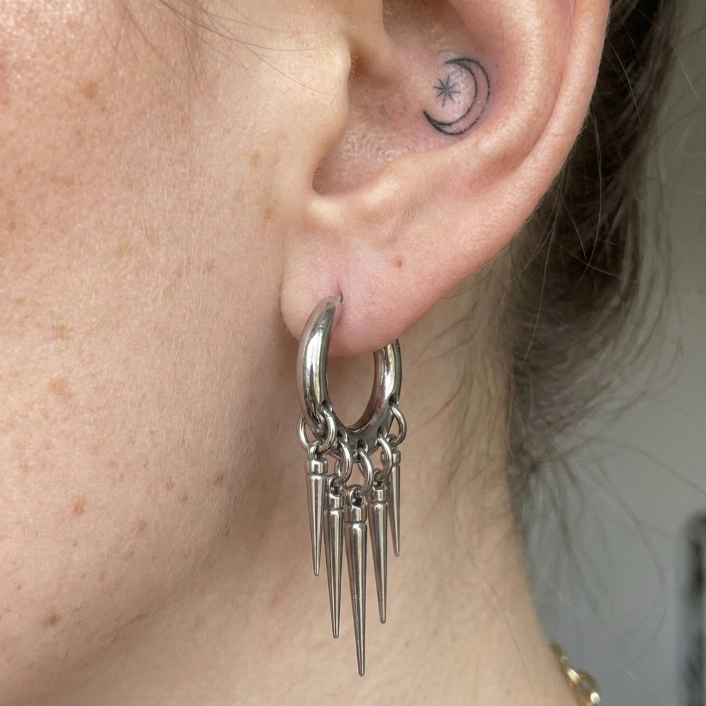 Spike Fringe Hoop Earrings