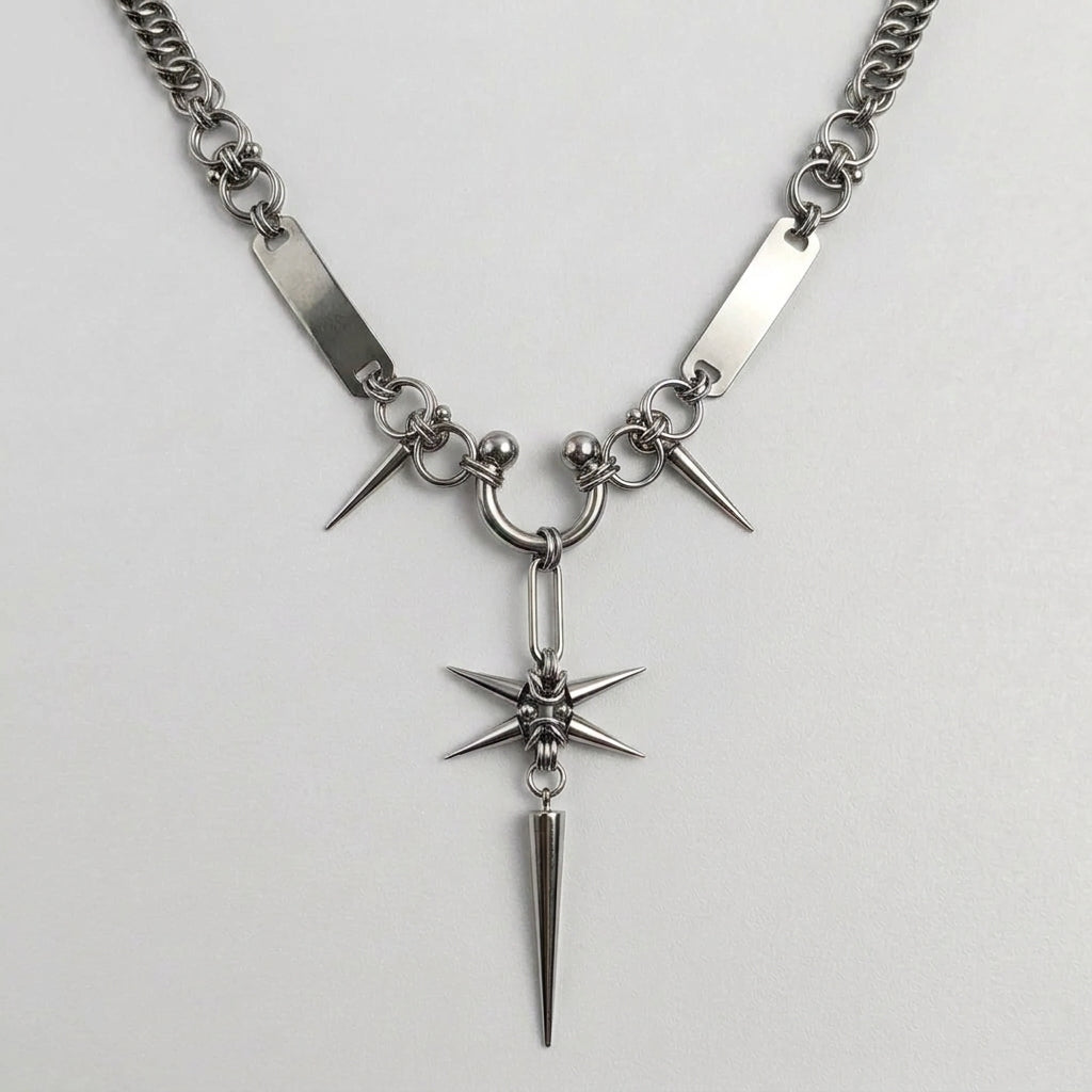 Spiked Starburst Dagger Chainmail Necklace
