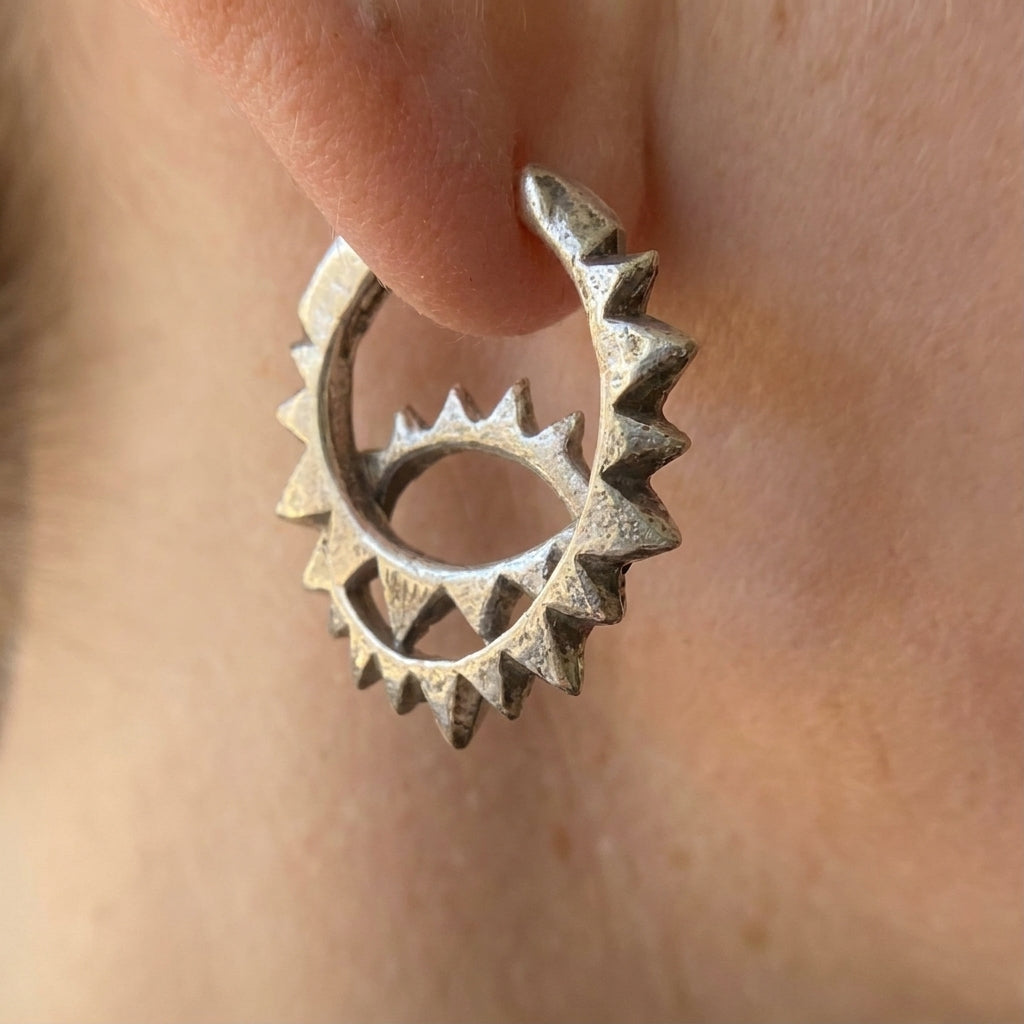Spiked Sunburst Hoop Earrings