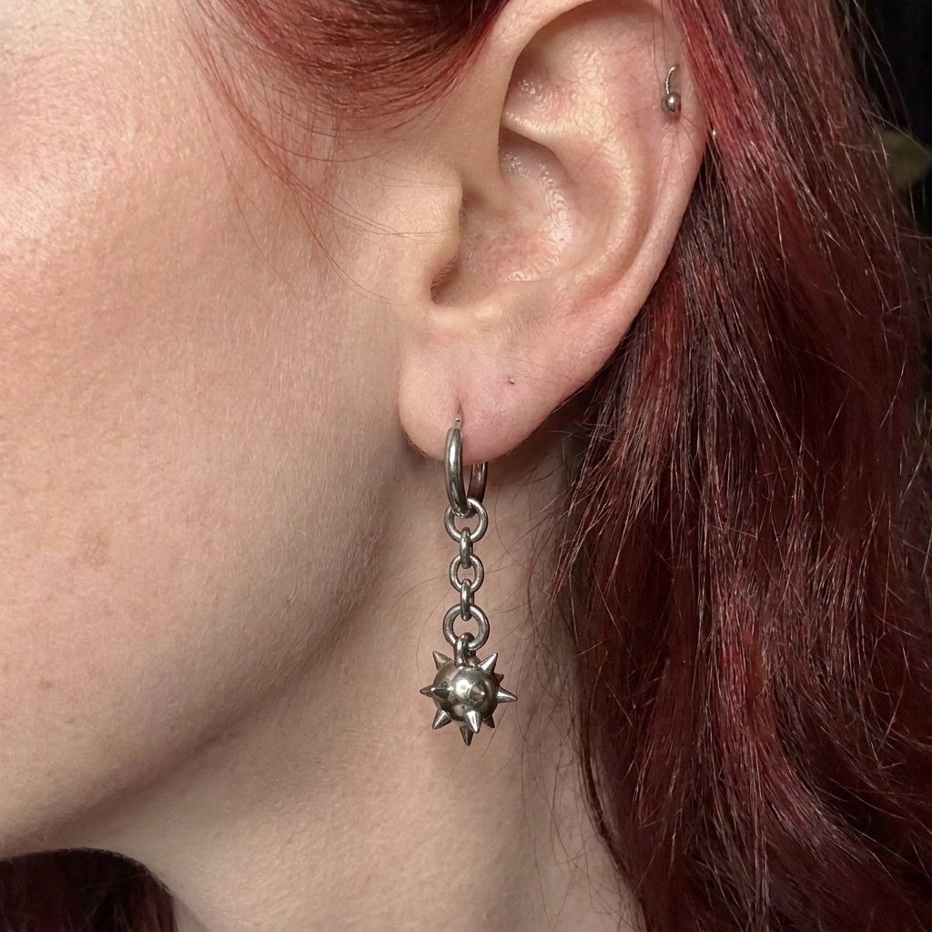Spiked Mace Hoop Earrings