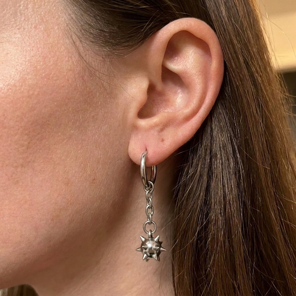Spiked Mace Hoop Earrings