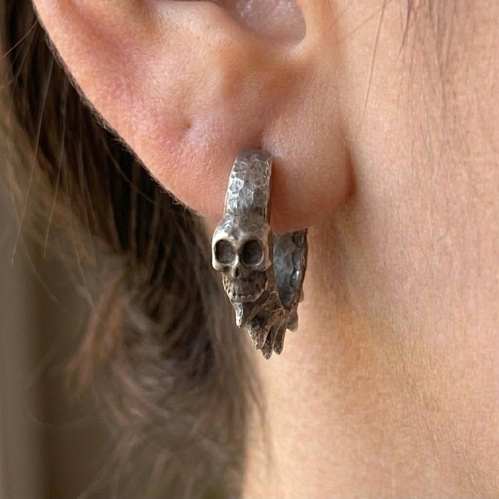 Spiked Skull Hoop Earrings