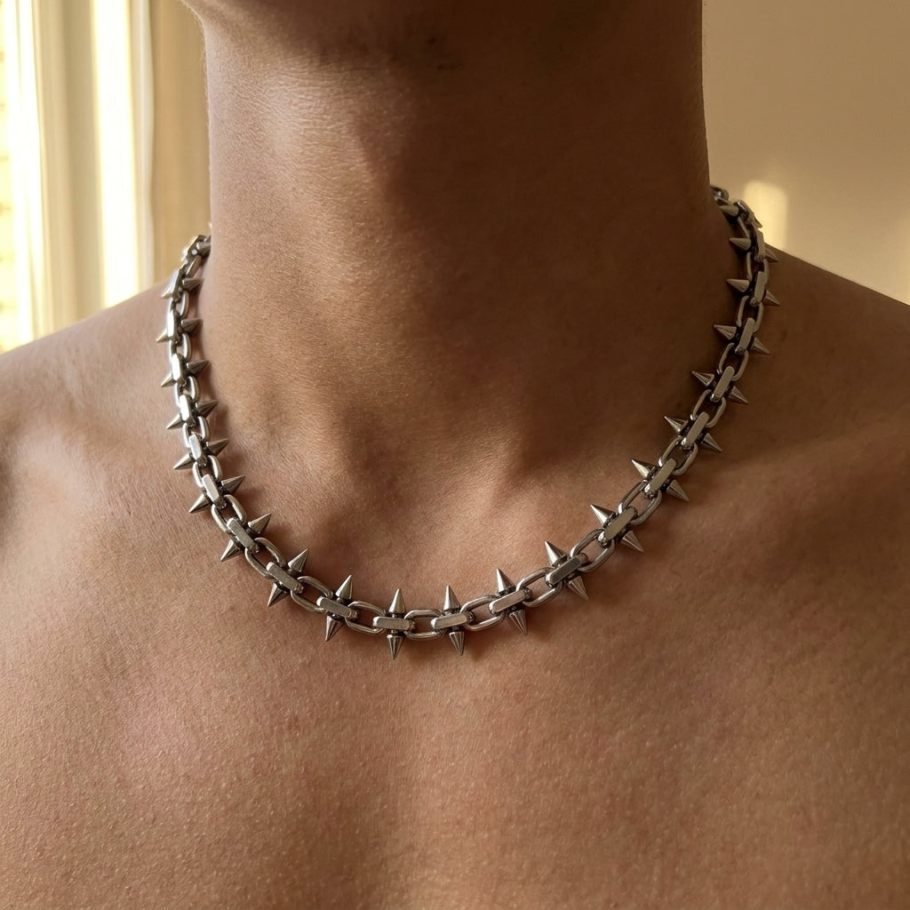 Spiked Tube Chain Necklace