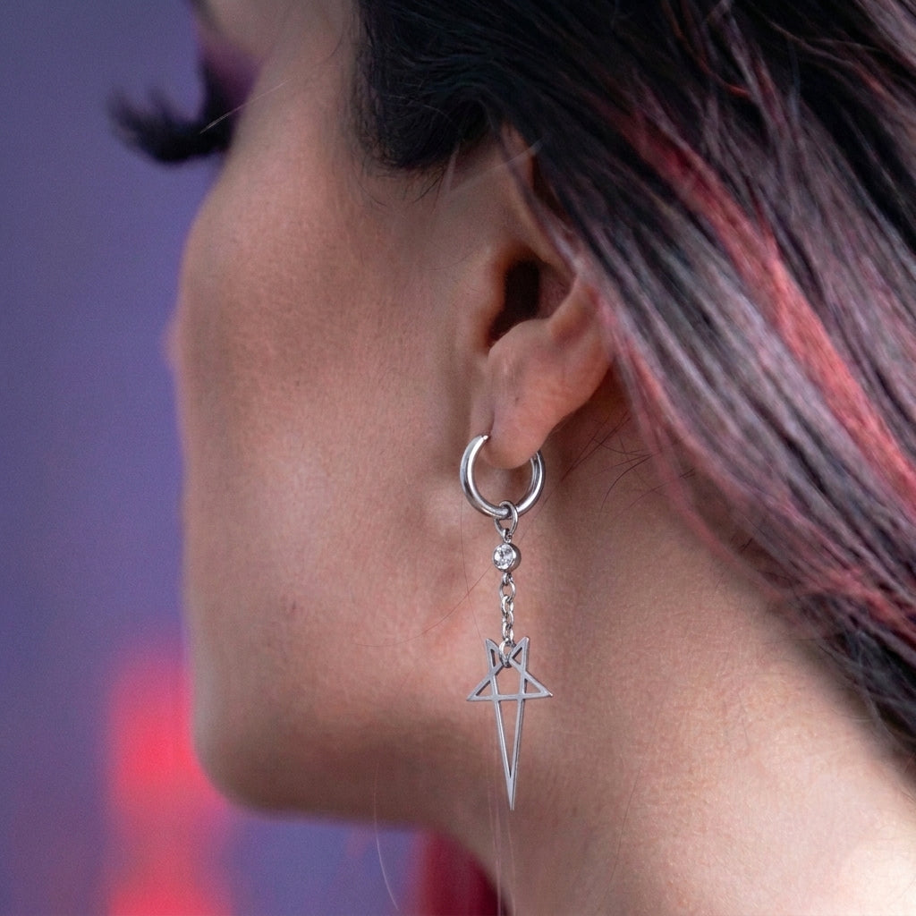 Star Charm Crystal Drop Earrings