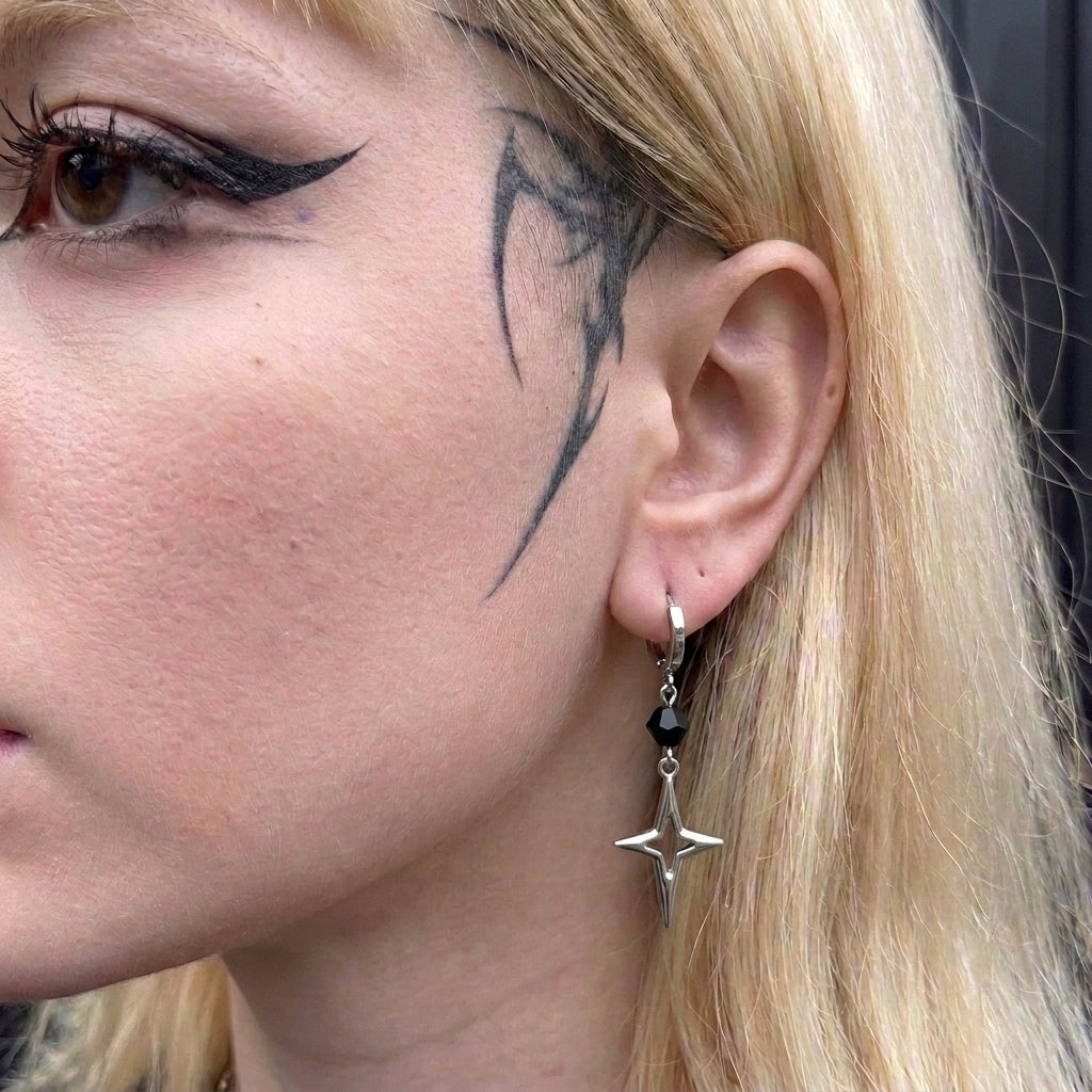 Star & Onyx Drop Earrings