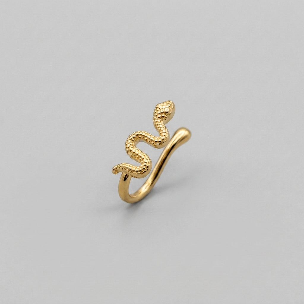 Textured Snake Twist Nose Ring Gold