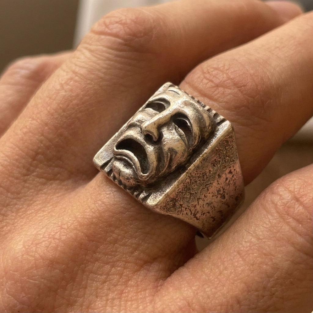 Tragedy Theatre Mask Statement Ring
