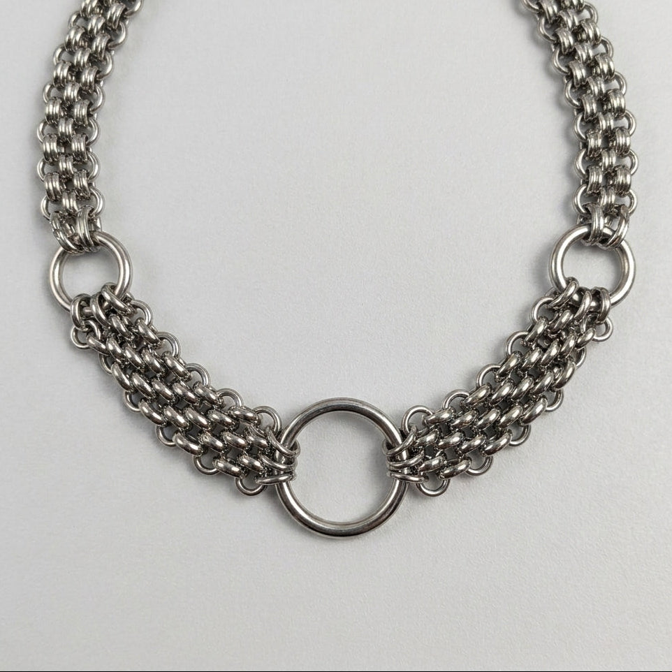 Triple O Ring Woven Chainmail Collar Necklace
