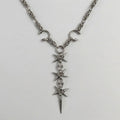 Triple Spiked Star Byzantine Lariat Necklace