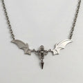 Twin Bat Wing Chainmail Spike Necklace