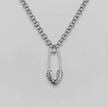 Safety Pin Pendant Rolo Chain Necklace