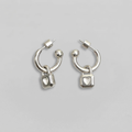 Heart Padlock Ball End C-Hoop Earrings
