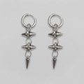 Double Spike Twisted Ring Drop Hoop Earrings