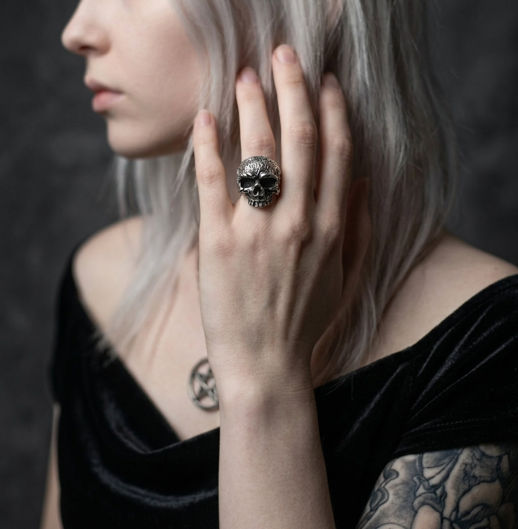 Weathered Warrior Skull Ring