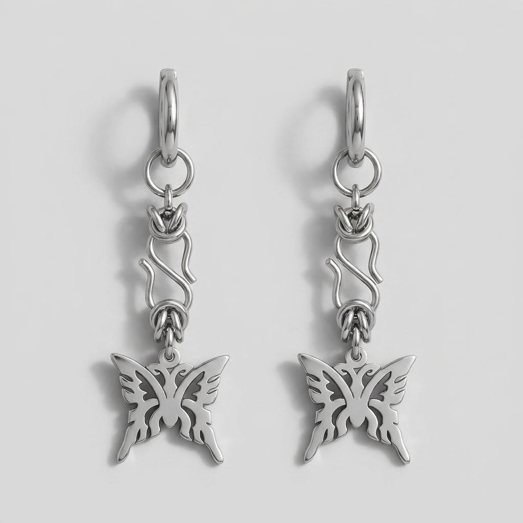 Wire Knot Tribal Butterfly Drop Earrings