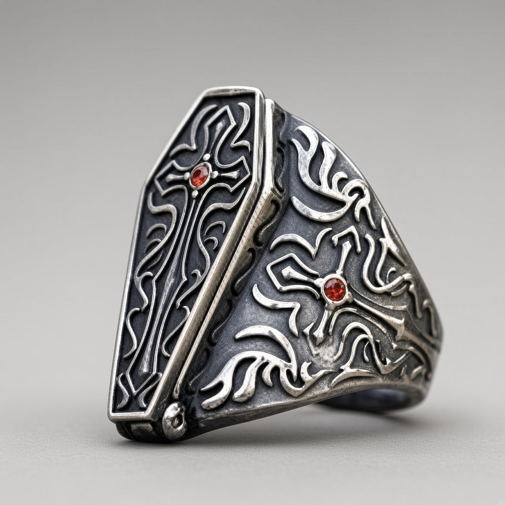 Gothic Coffin Cross Ring