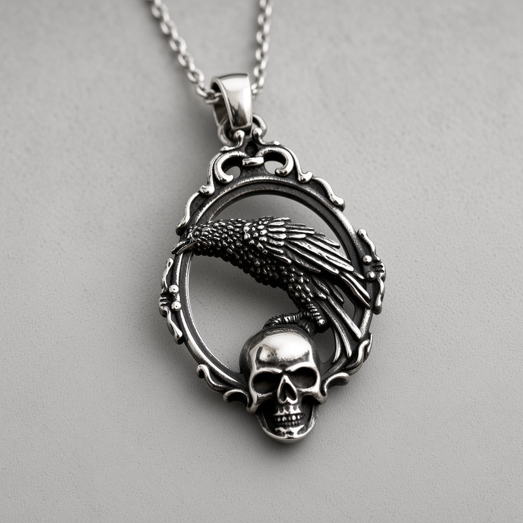 Raven & Skull Frame Necklace