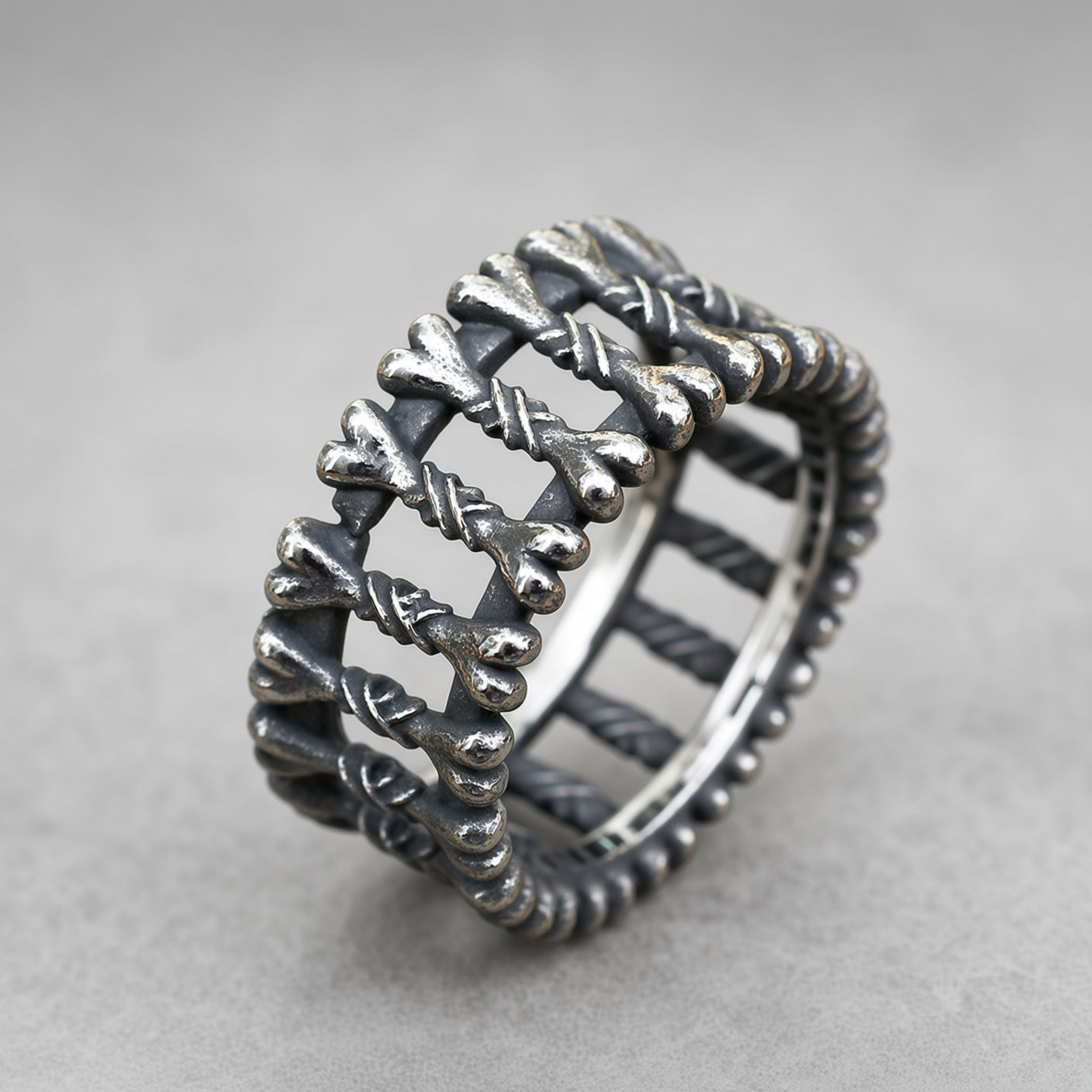Crossed Bone Lace Wide Band