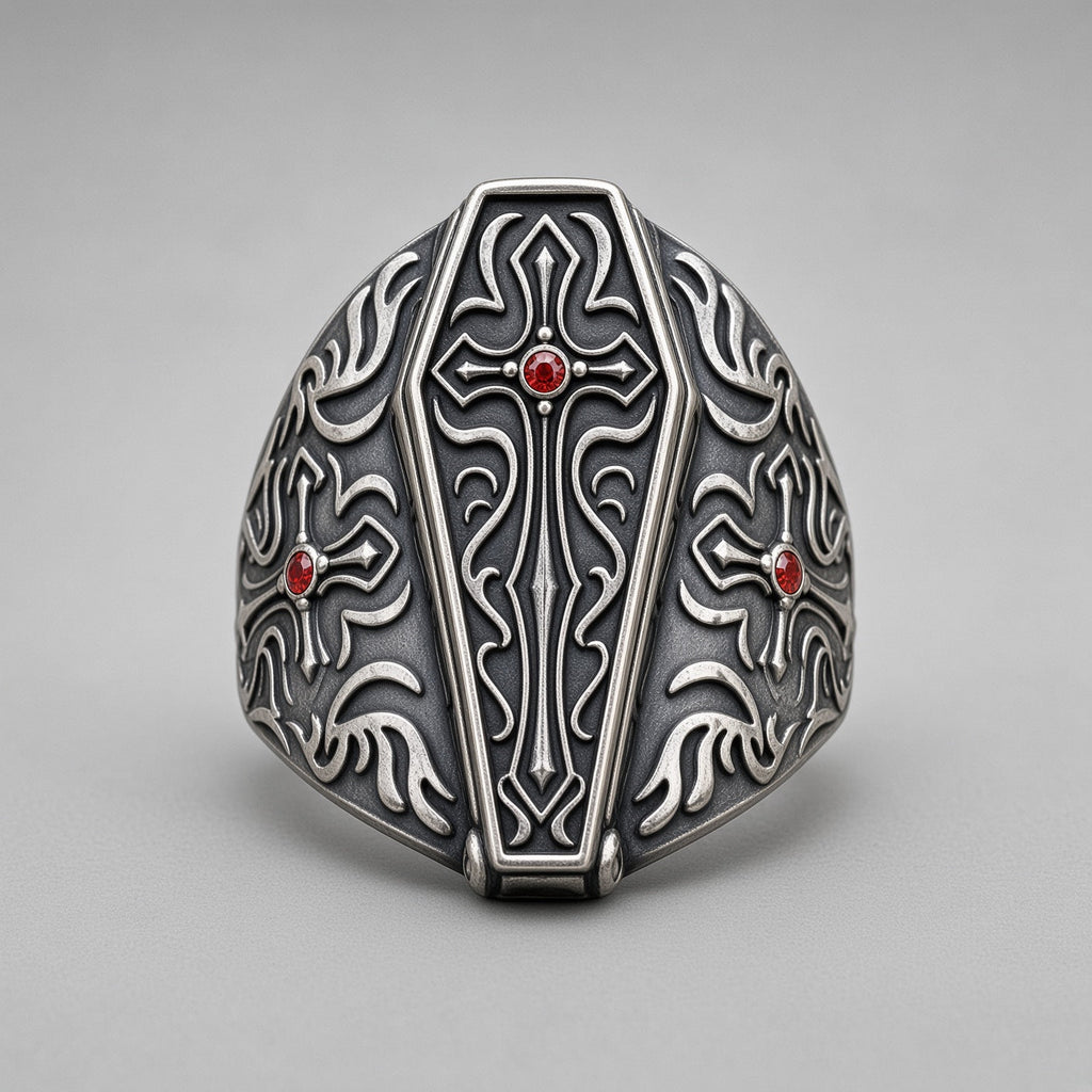Gothic Coffin Cross Ring