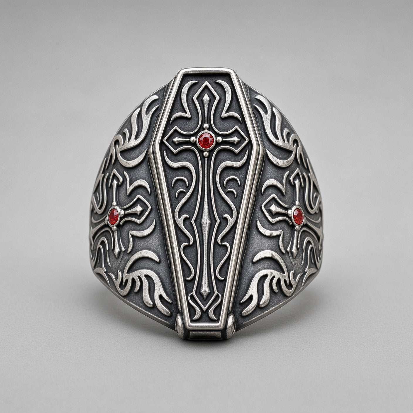 Gothic Coffin Cross Ring