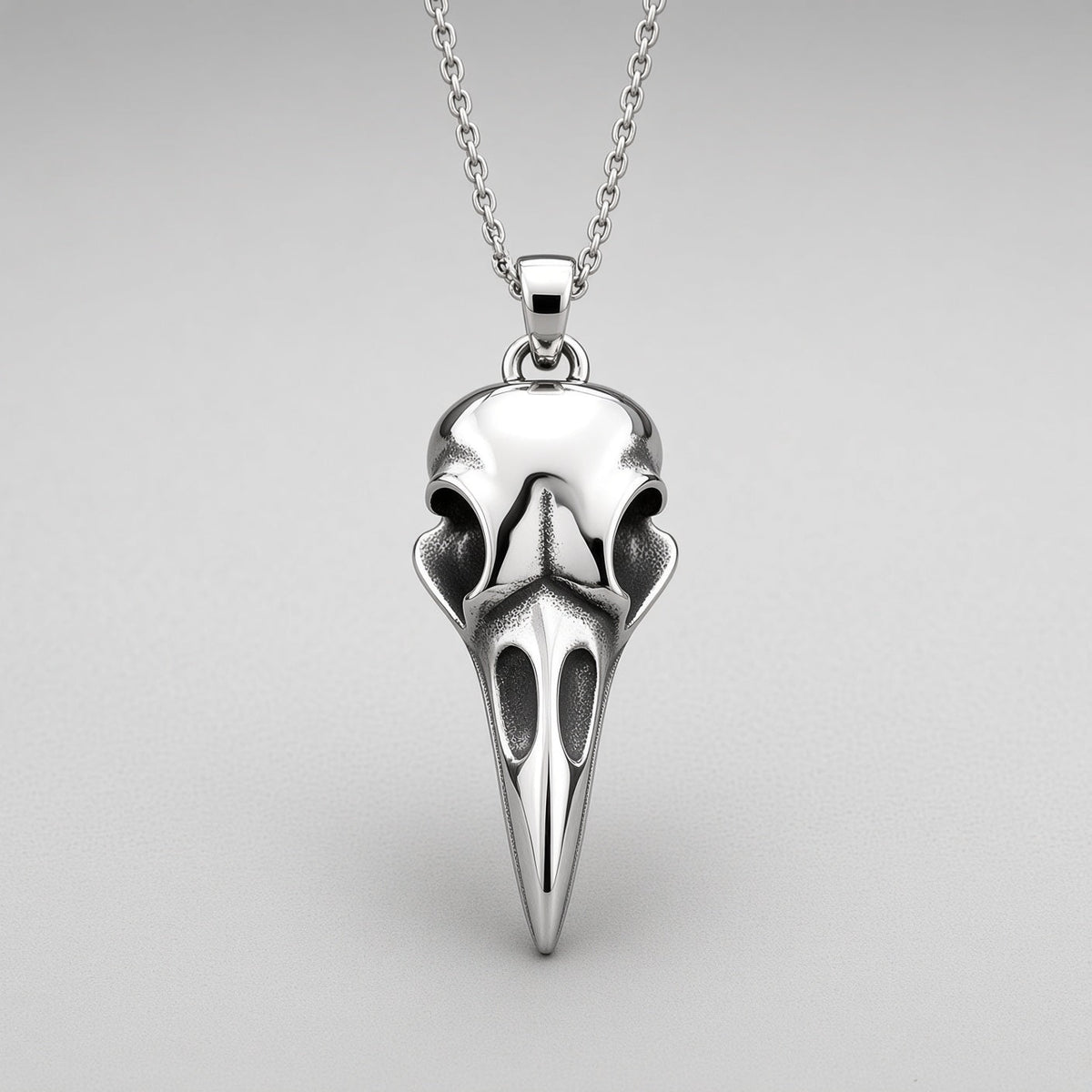 Raven Skull Pendant Necklace