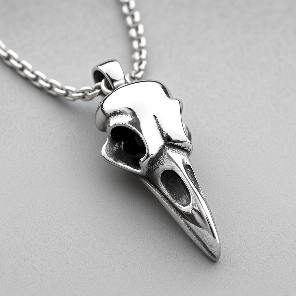 Raven Skull Pendant Necklace