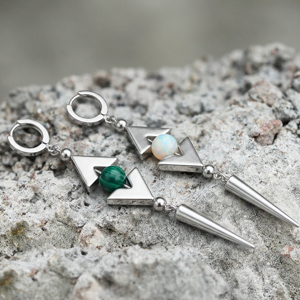 Mismatched Gemstone Arrow Earrings