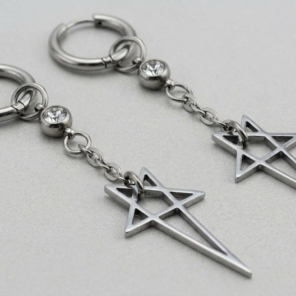 Star Charm Crystal Drop Earrings