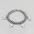 Trinity Cross Charm Layered Chain Bracelet